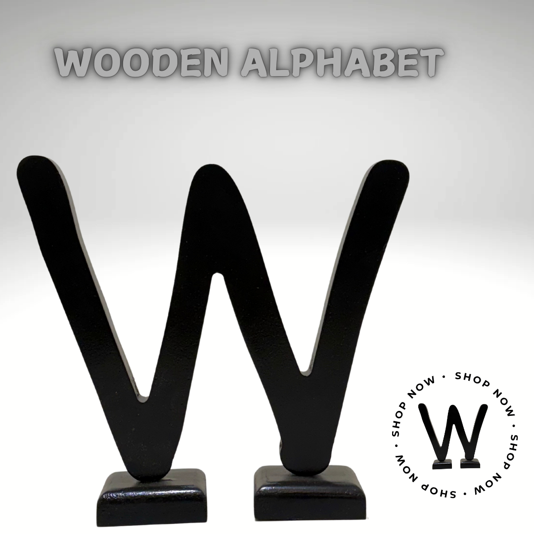 Decorative Wooden Alphabet Letters W in Black - Perfect for Home decoration-Customizable & Chic