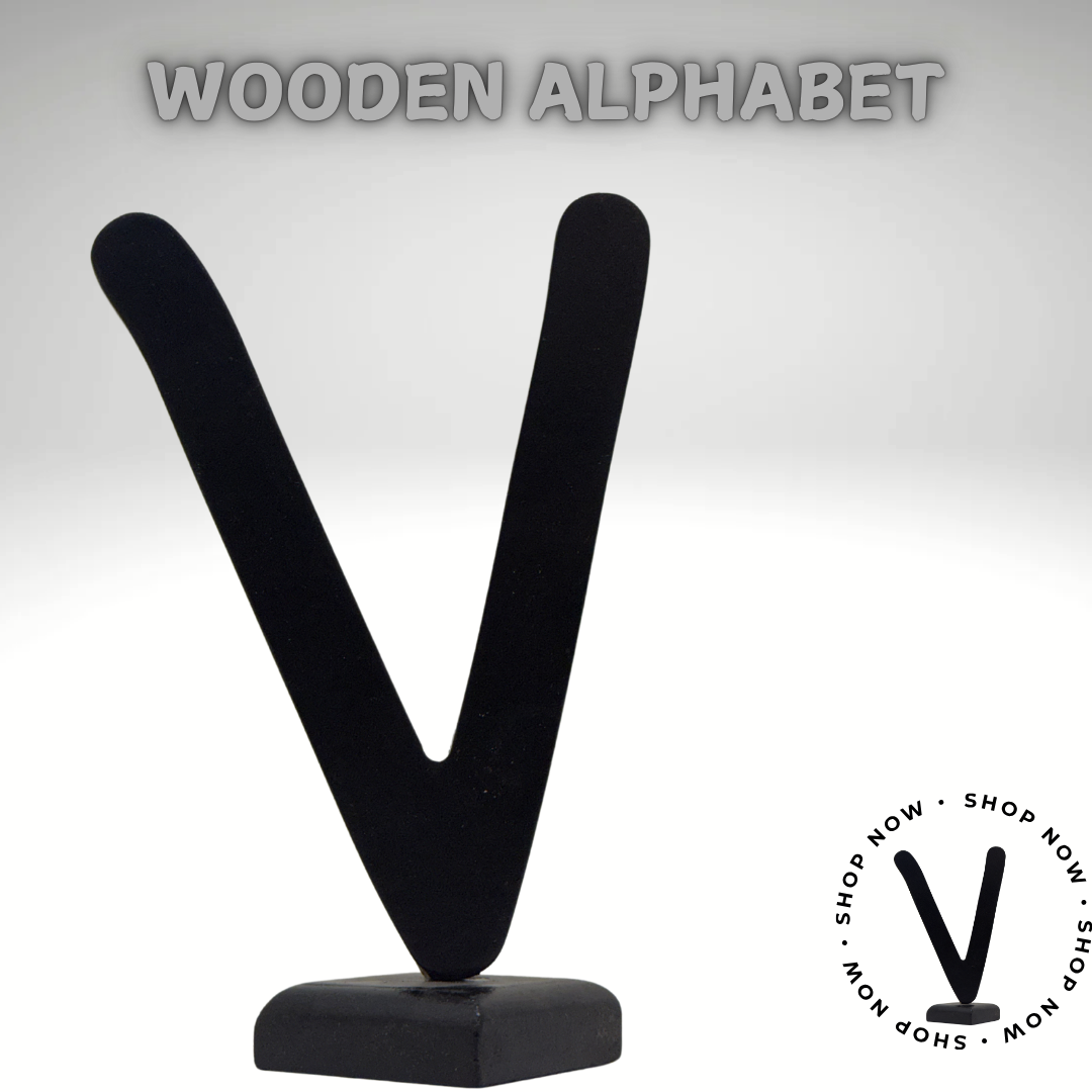 Chic Wooden Letters-Decorative Wooden Alphabet Letters V in Black - Perfect for Home decoration