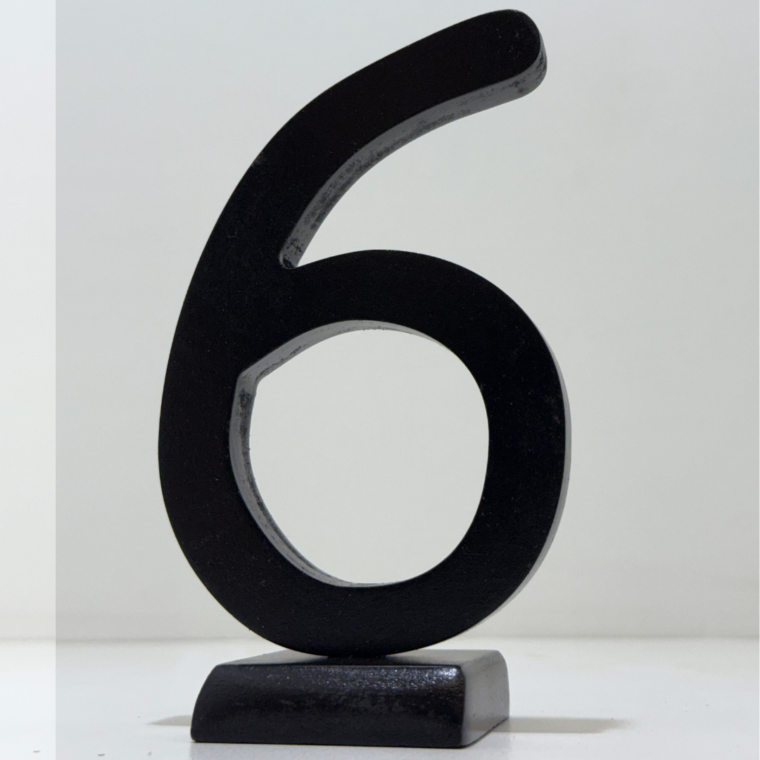 Decorative Wooden Number 6 in Black - Perfect for Home decoration