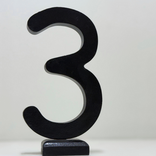 Decorative Wooden Number 3 in Black- Perfect for Home decoration