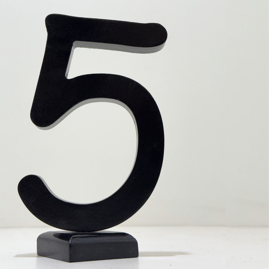 Decorative Wooden Number 5 in Black- Perfect for Home decoration