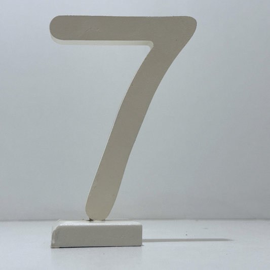 Decorative Wooden Number 7in White- Perfect for Home decoration