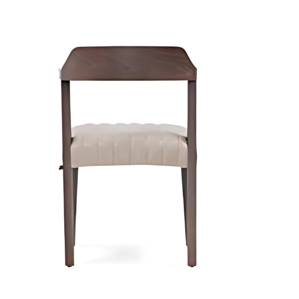Elegant Beige Upholstered Armchair with Dark Walnut Frame
