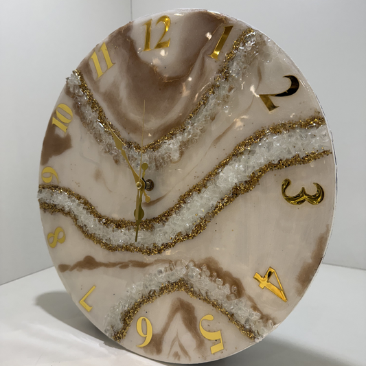 Elegant Marble-Effect Wall Clock – 16-Inch Round – High-quality home furnishing