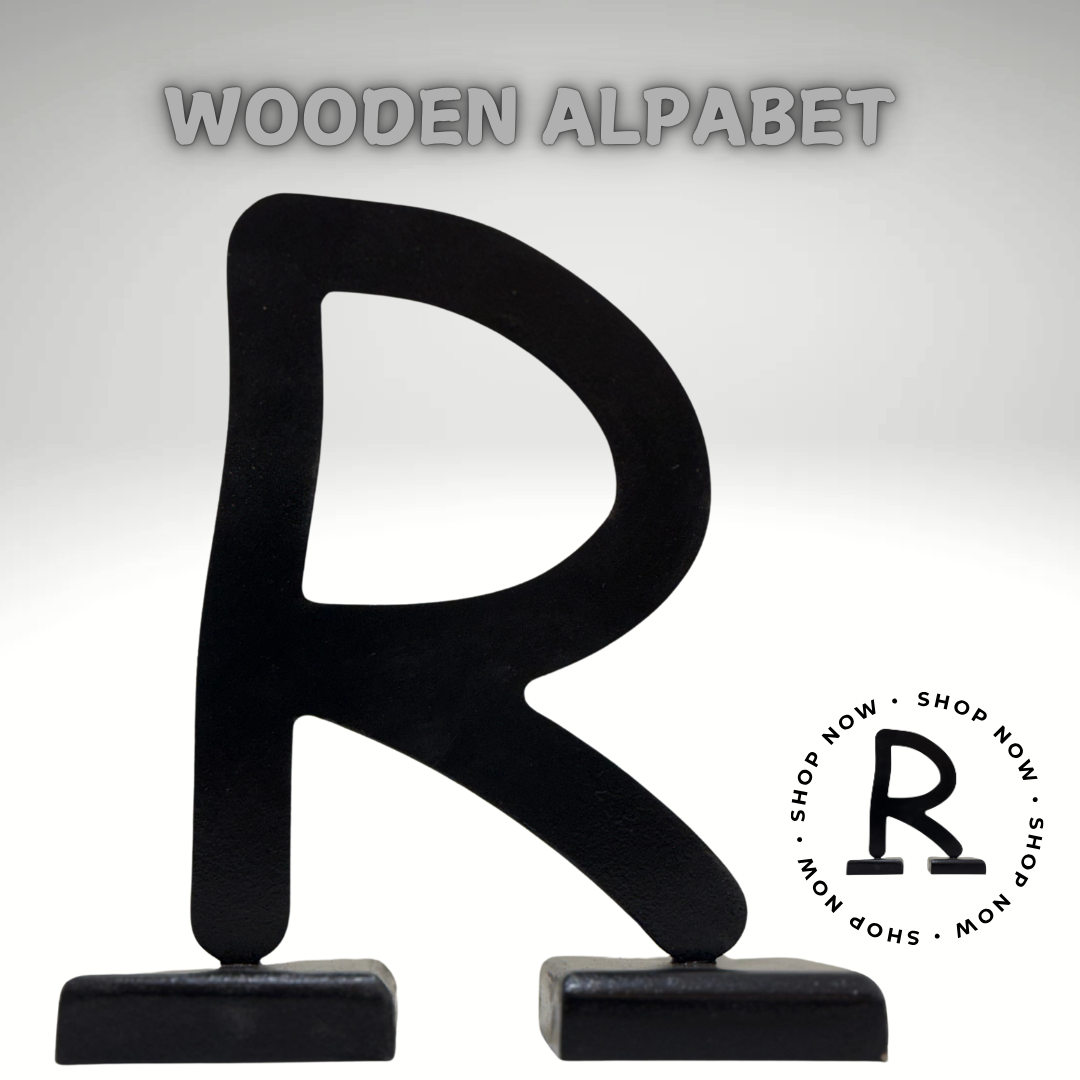 Decorative Wooden Letters-Decorative Wooden Alphabet Letters R in Black - Perfect for Home decoration