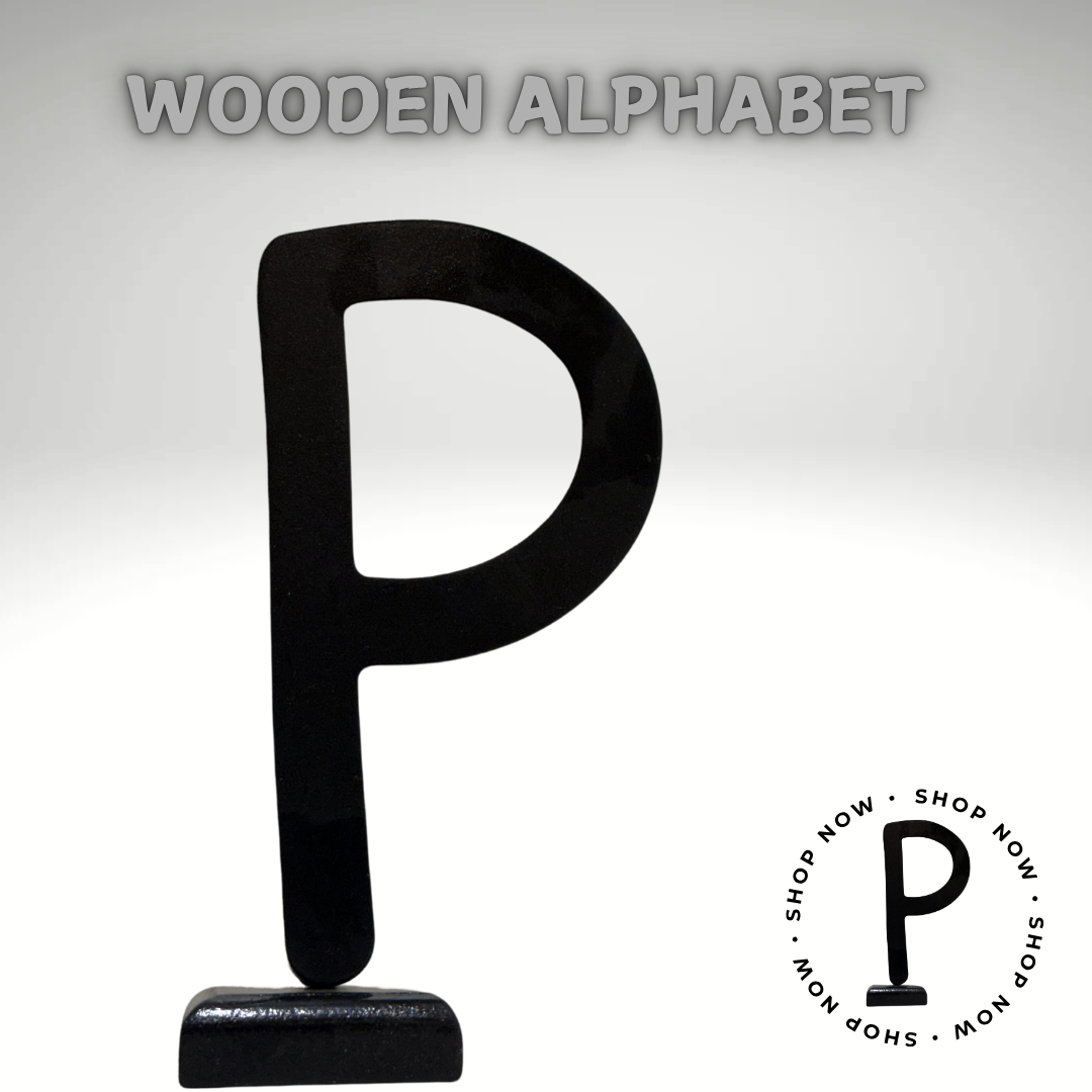 Decorative Wooden Alphabet Letters P in Black - Perfect for Home decoration-Perfect for Any Room