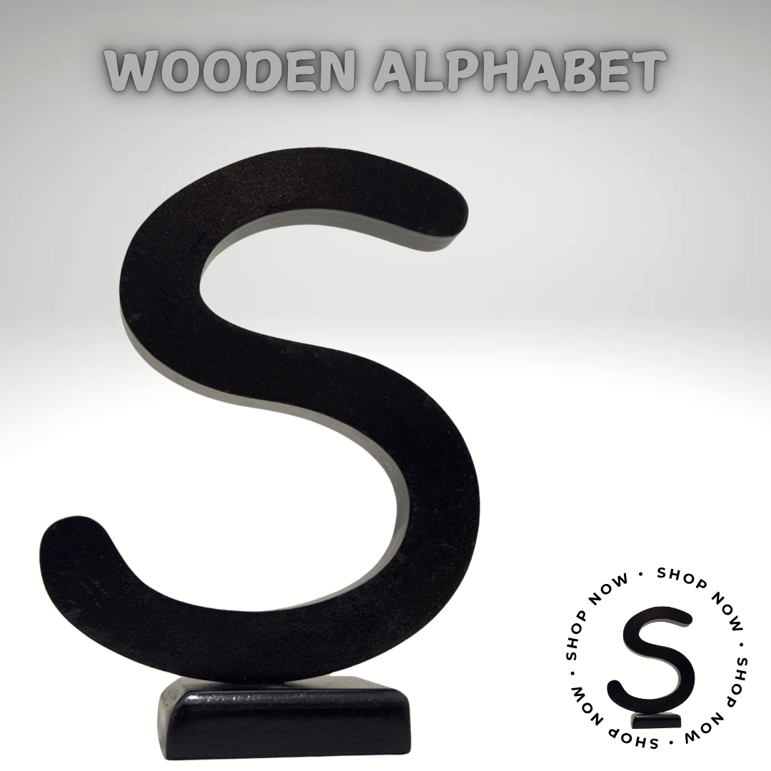 Charming Wooden Letter Wall Art -Decorative Wooden Alphabet Letters S in Black - Perfect for Home decoration