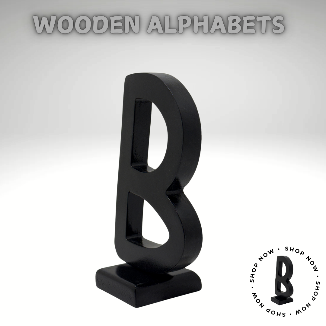 Handcrafted Wooden Letters Decorative Wooden Alphabet Letters B in Black - Perfect for Home decoration