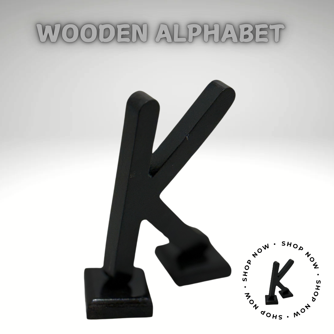 Wooden Letter Home Accent-Decorative Wooden Alphabet Letters K in Black - Perfect for Home decoration