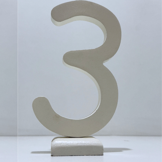 Decorative Wooden Number 3 in White- Perfect for Home decoration