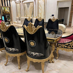 Luxury Black and Gold Dining Table Set for 8