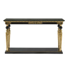 Opulent Console Table with Green Marble Top and Gold Detailing