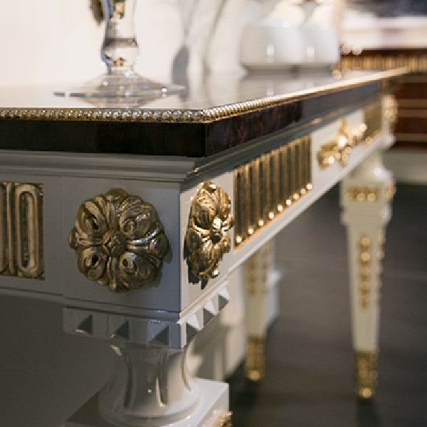 Opulent Console Table with Cherubic Details and Marble Top