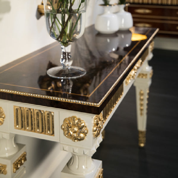 Opulent Console Table with Cherubic Details and Marble Top