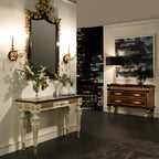 Opulent Console Table with Cherubic Details and Marble Top