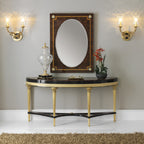 Chic Demi-Lune Console Table with Elegant Gold Accents