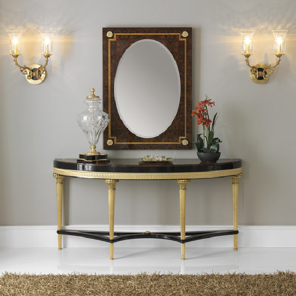 Chic Demi-Lune Console Table with Elegant Gold Accents