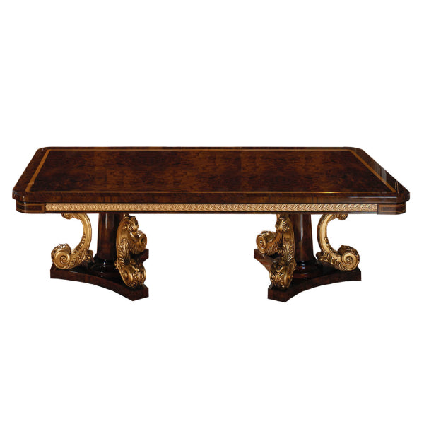 Opulent Rectangular Dining Table with Intricate Gold Detailing
