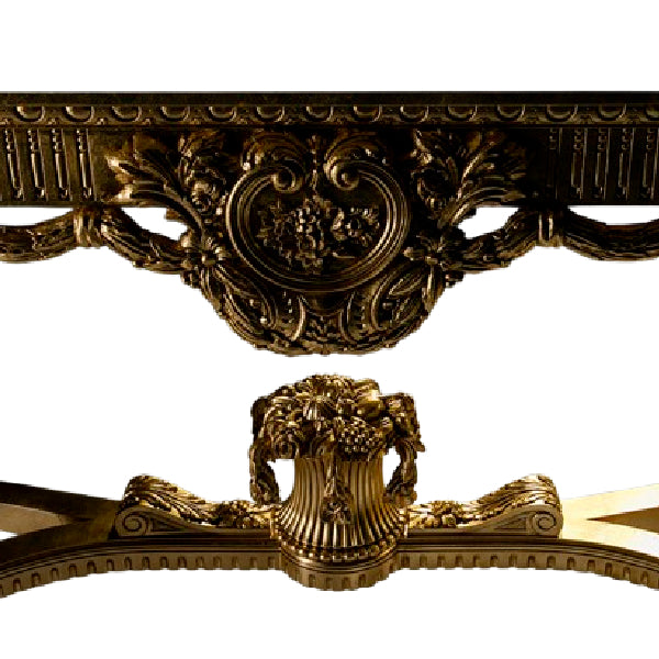 Opulent Console Table with Cherubic Details and Marble Top