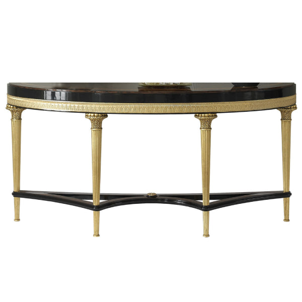 Chic Demi-Lune Console Table with Elegant Gold Accents