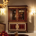 Sophisticated Display Cabinet with Glass Doors and Intricate Inlay