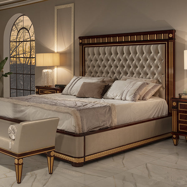 Elegant Upholstered Bed with Luxurious Detailing
