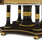 Luxurious Round Dining Table with Elegant Inlay and Rotating Centerpiece