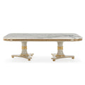 Elegant Rectangular Dining Table with Marble Top and Gold Accents