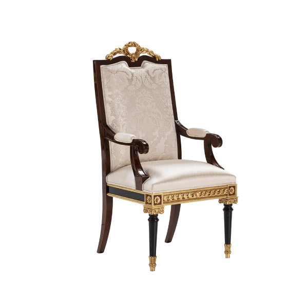 Elegant High-Back Armchair with Opulent Detailing