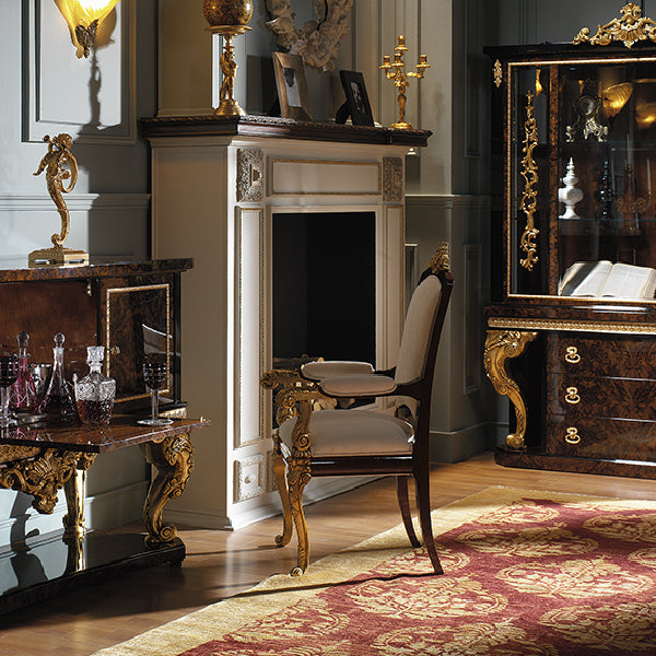 Regal Armchair with Opulent Gold Accents