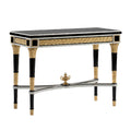 Elegant Console Table with Black Finish and Intricate Gold Accents