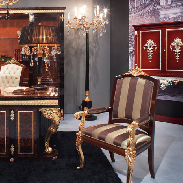 Regal Armchair with Opulent Gold Accents