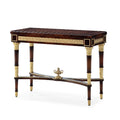 Refined Console Table with Rich Wood Finish and Exquisite Gold Inlays