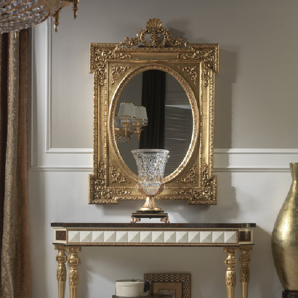 Exquisite Gold Leaf Mirror with Ornate Frame