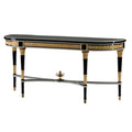 Sophisticated Demi-Lune Console Table with Black Finish and Gold Accents