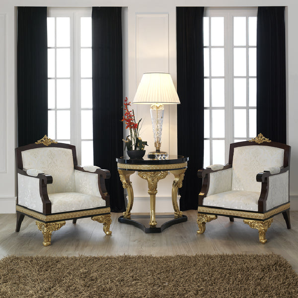 Timeless Elegance: Luxurious Armchair with Gold Accents