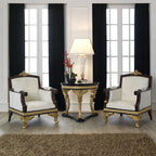 Timeless Elegance: Luxurious Armchair with Gold Accents