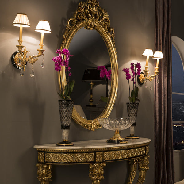 Regal Oval Mirror with Ornate Gold Frame