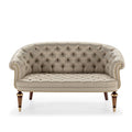 Classic Elegance: Tufted Loveseat with Golden Accents