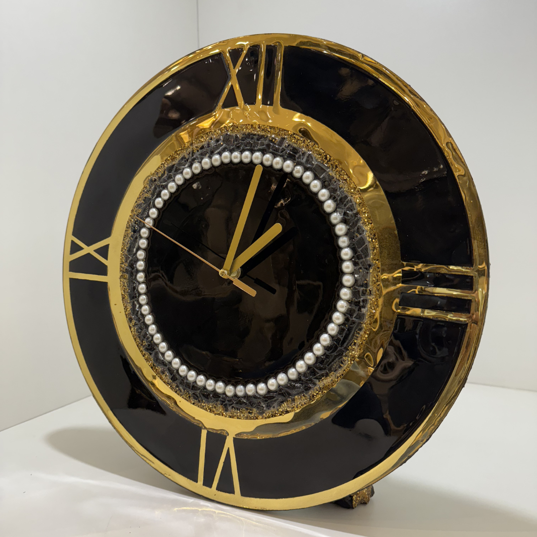 Luxury Pearl-Accent Roman Numeral Wall Clock – 16-Inch