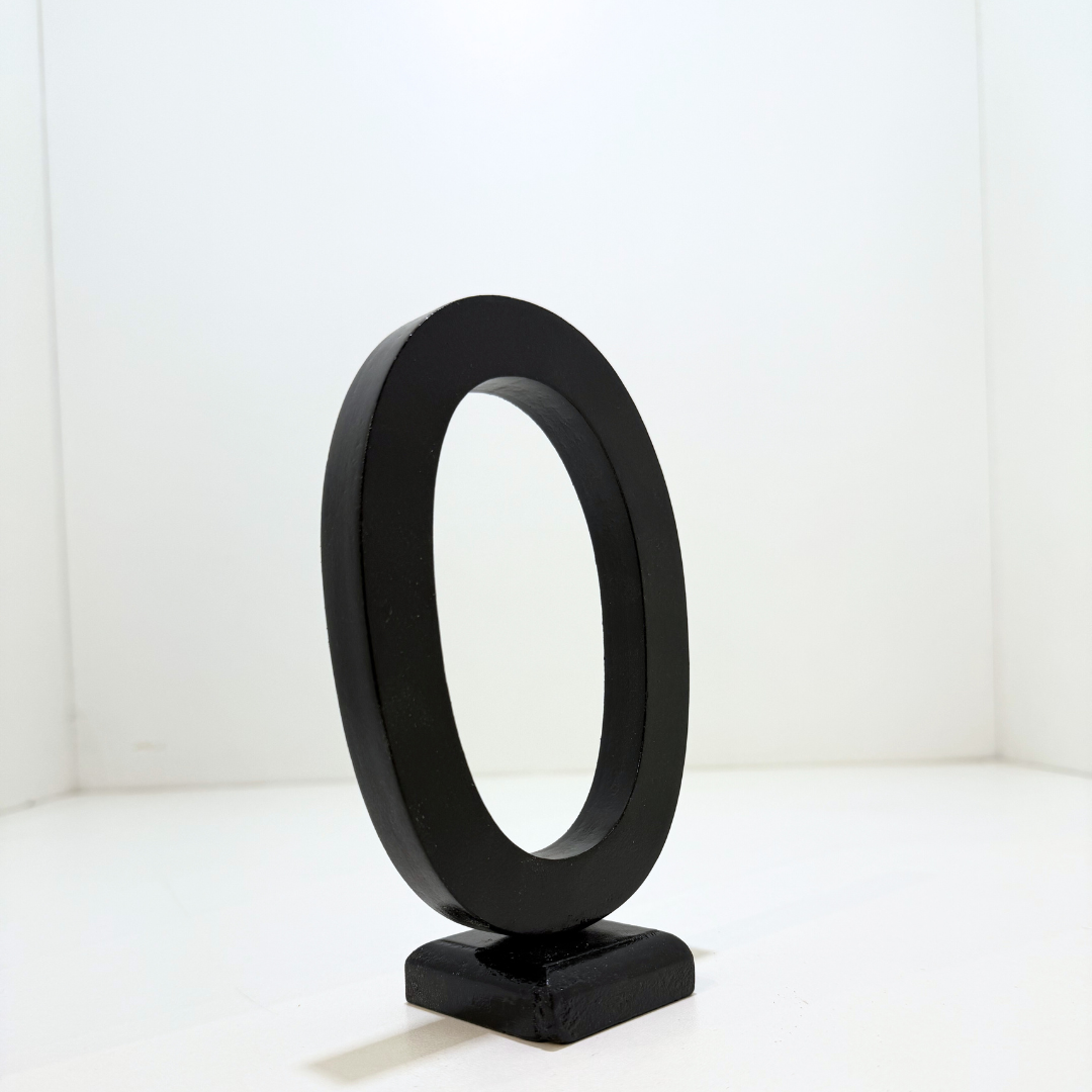 Decorative Wooden Number 0 in Black- Perfect for Home decoration