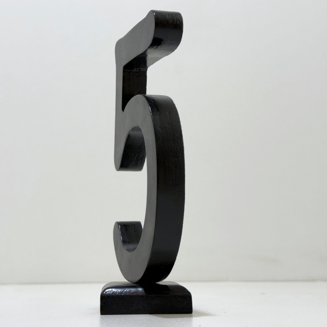 Decorative Wooden Number 5 in Black- Perfect for Home decoration