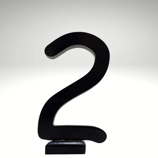 Decorative Wooden Number 2 in black - Perfect for Home decoration