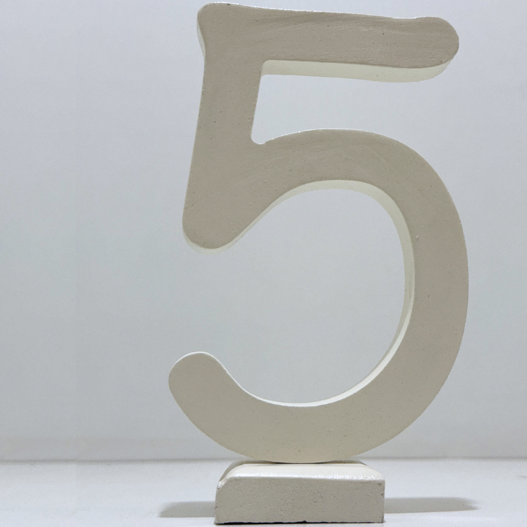 Decorative Wooden Number 5 in White- Perfect for Home decoration