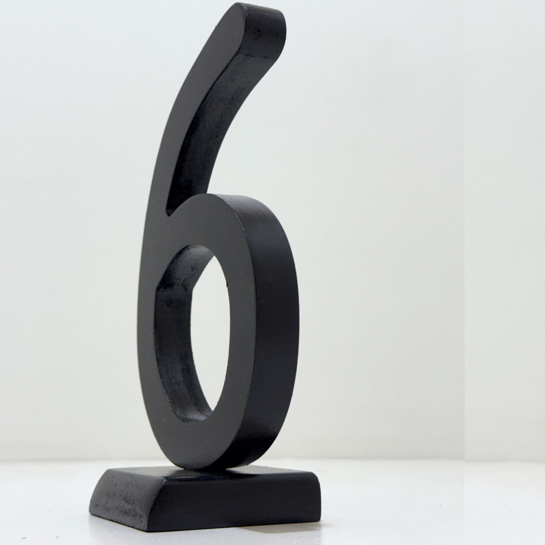 Decorative Wooden Number 6 in Black - Perfect for Home decoration