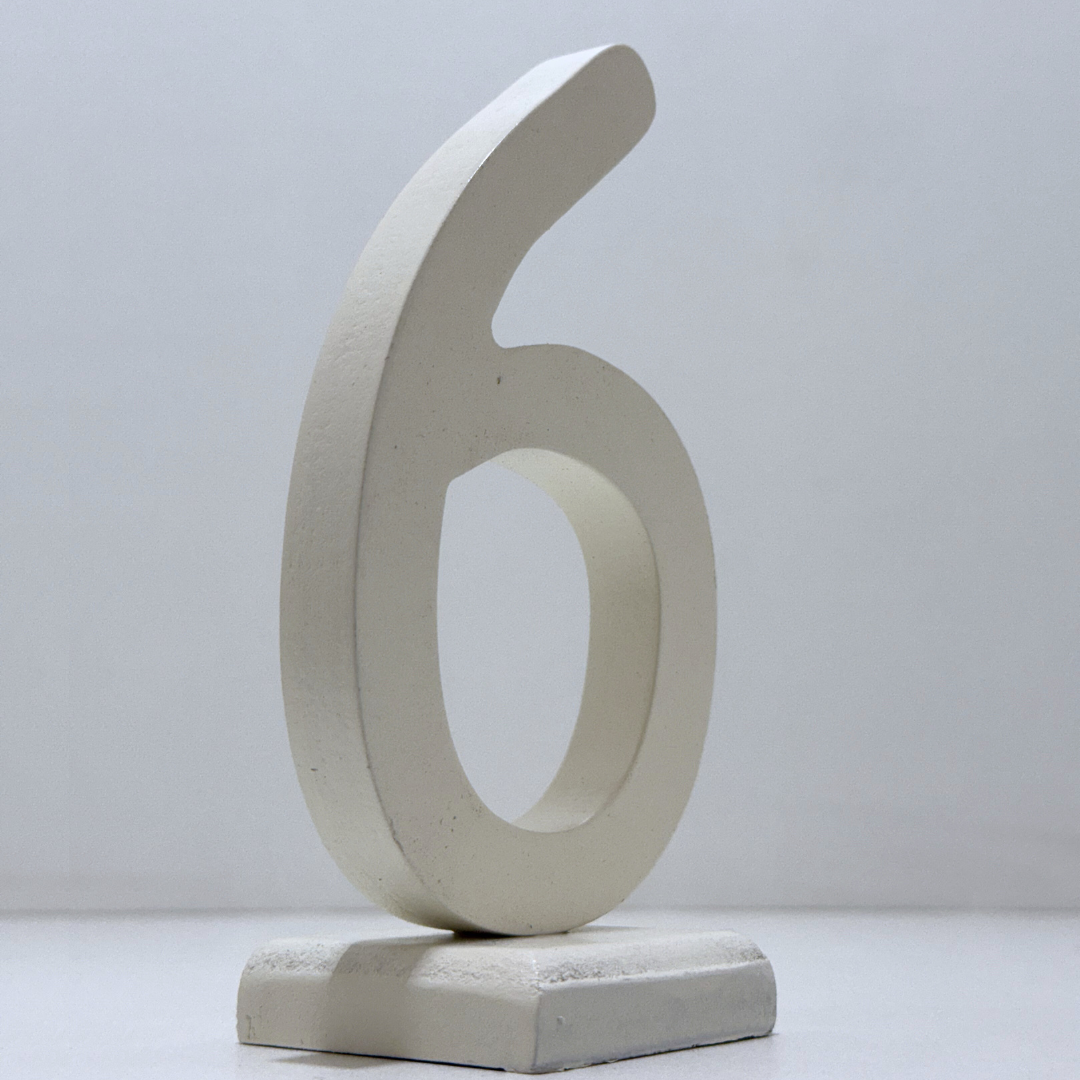 Decorative Wooden Number 6 in White- Perfect for Home decoration