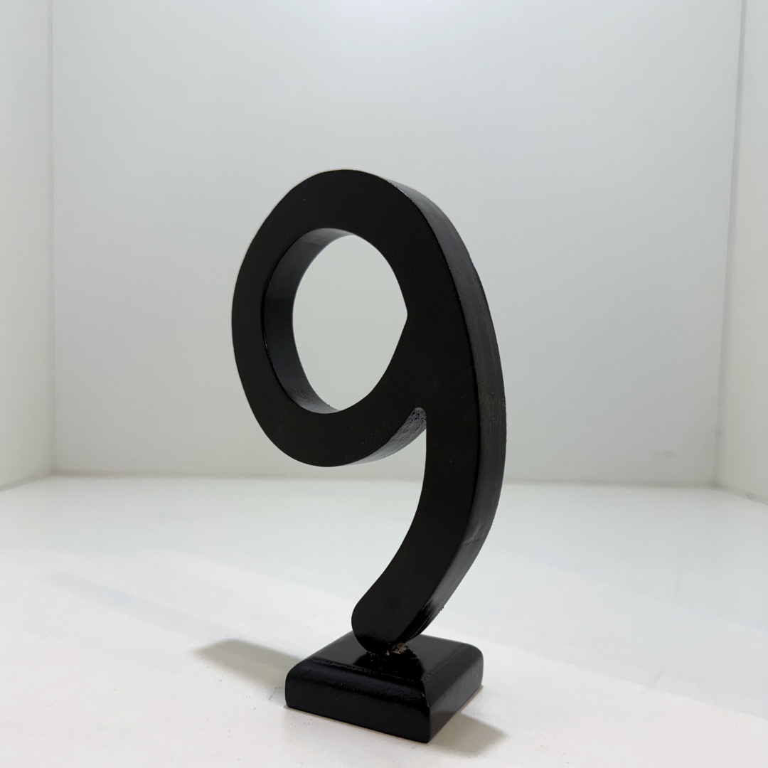 Decorative Wooden Number 9 in Black - Perfect for Home decoration