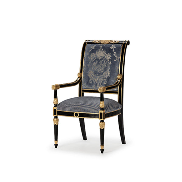 Elegant Upholstered Armchair with Classic Detailing