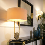 Stylish Console Table with Elegant Lamp and Decorative Accents