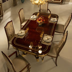 Elegant Upholstered Dining Chair with Gold Accents